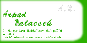 arpad malacsek business card